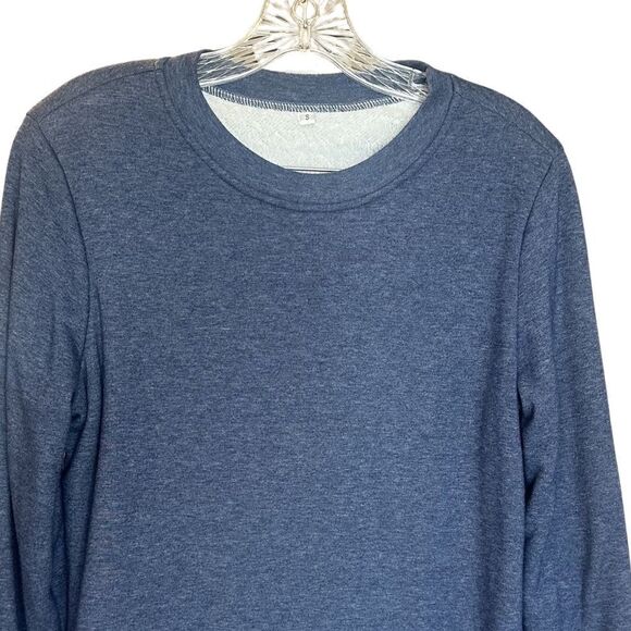 Womens Cozy Fleece Lined Long Sleeve Pajama Lounge Top Blue Small - Picture 2 of 9